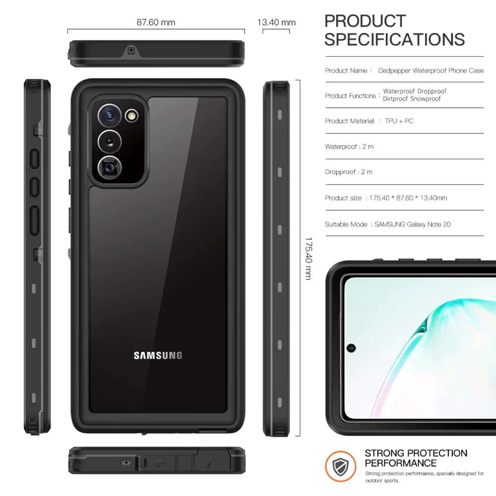 IP68 Outdoor Swimming waterproof case for Samsung Galaxy S22 Ultra S23 S24 Note 20 S21 FE S20 Plus A53 A52 A12 A32 phone case