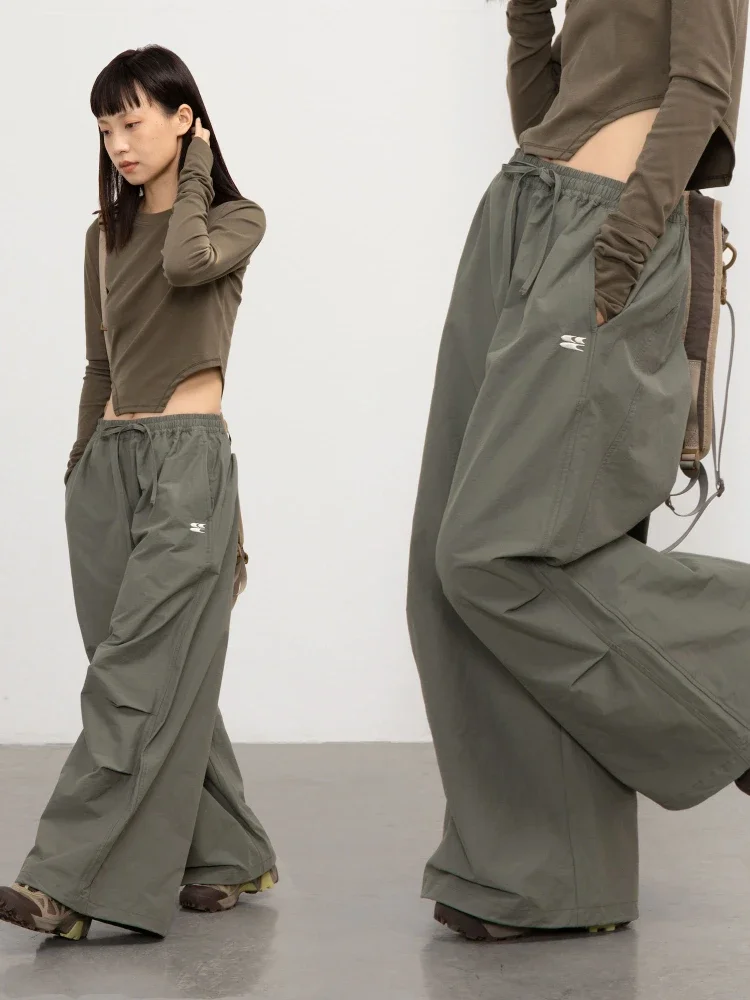 ADAgirl Baggy Parachute Pants for Women Harajuku Vintage Oversize Wide Leg Cargo Trousers Streetwear Japanese Casual Sweatpants adagirl high waist flared jeans women y2k vintage oversize washed kpop wide leg denim trousers streetwear causal mujer pants ins