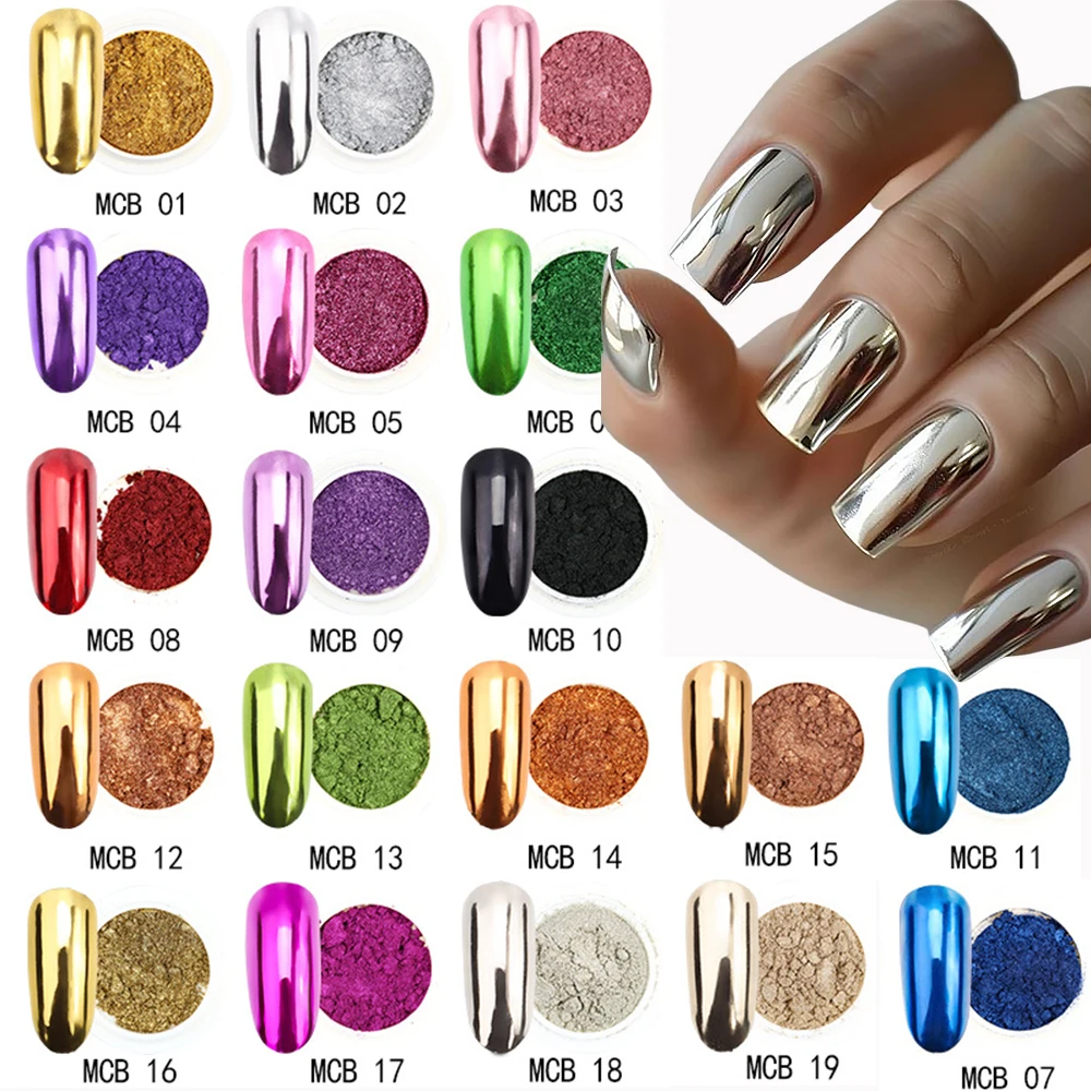 1pcs Gold Chrome Mirror Nail Powder Holographic Metallic Mirror Effect Champagne Golden Titanium Powder Nail Art