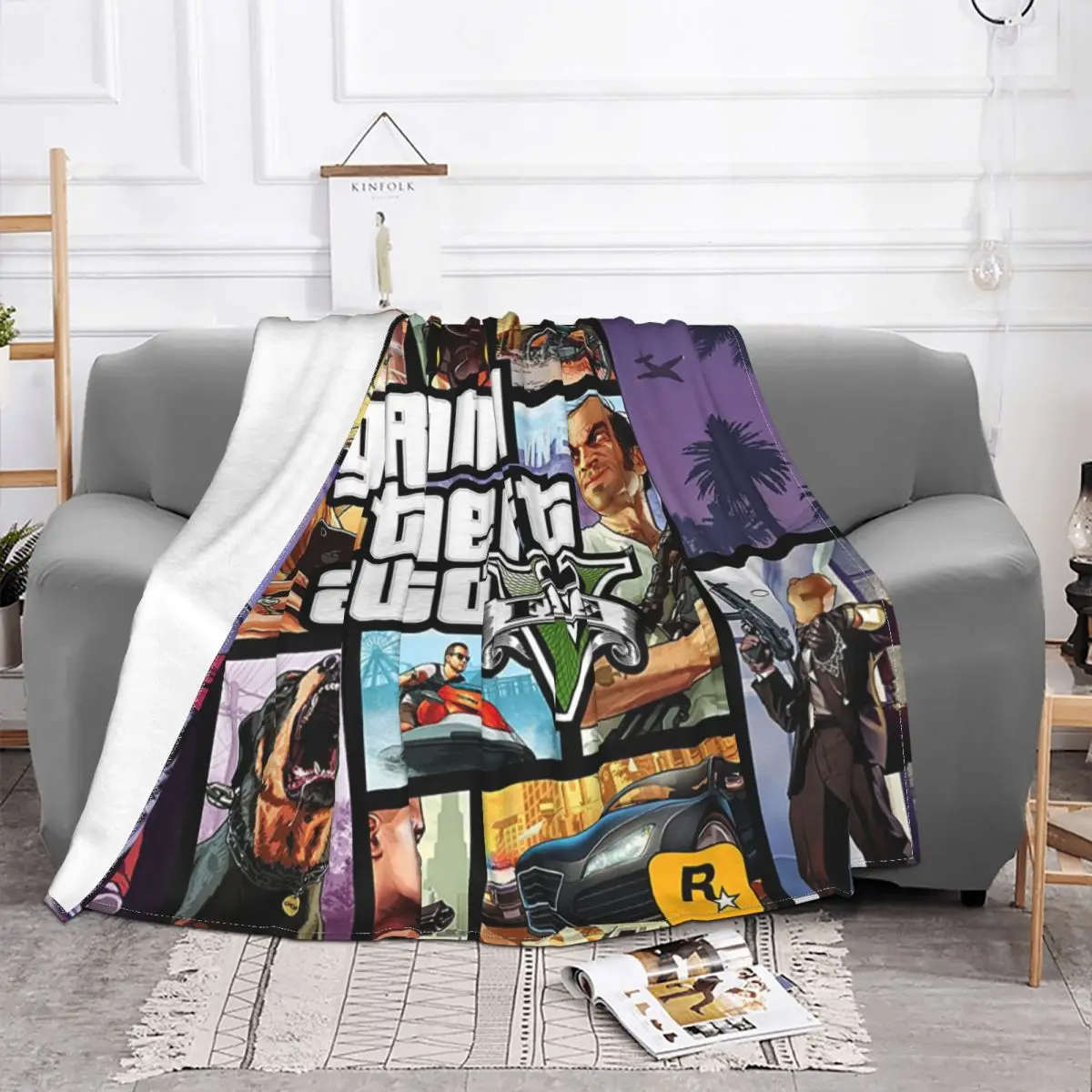 GTA Grand Theft Auto Blanket Warm Fleece Soft Flannel Video Game Throw Blankets for Bedroom Sofa Home Spring 2