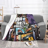 GTA Grand Theft Auto Blanket Warm Fleece Soft Flannel Video Game Throw Blankets for Bedroom Sofa Home Spring 2