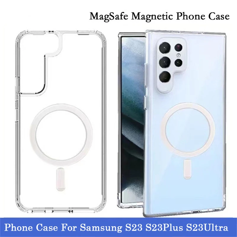 2022 Newest Magnetic Case For Samsung Galaxy S23 23Ultra Case Wireless Charger Magsafe Magnet For Galaxy S23Plus Back Cover Case