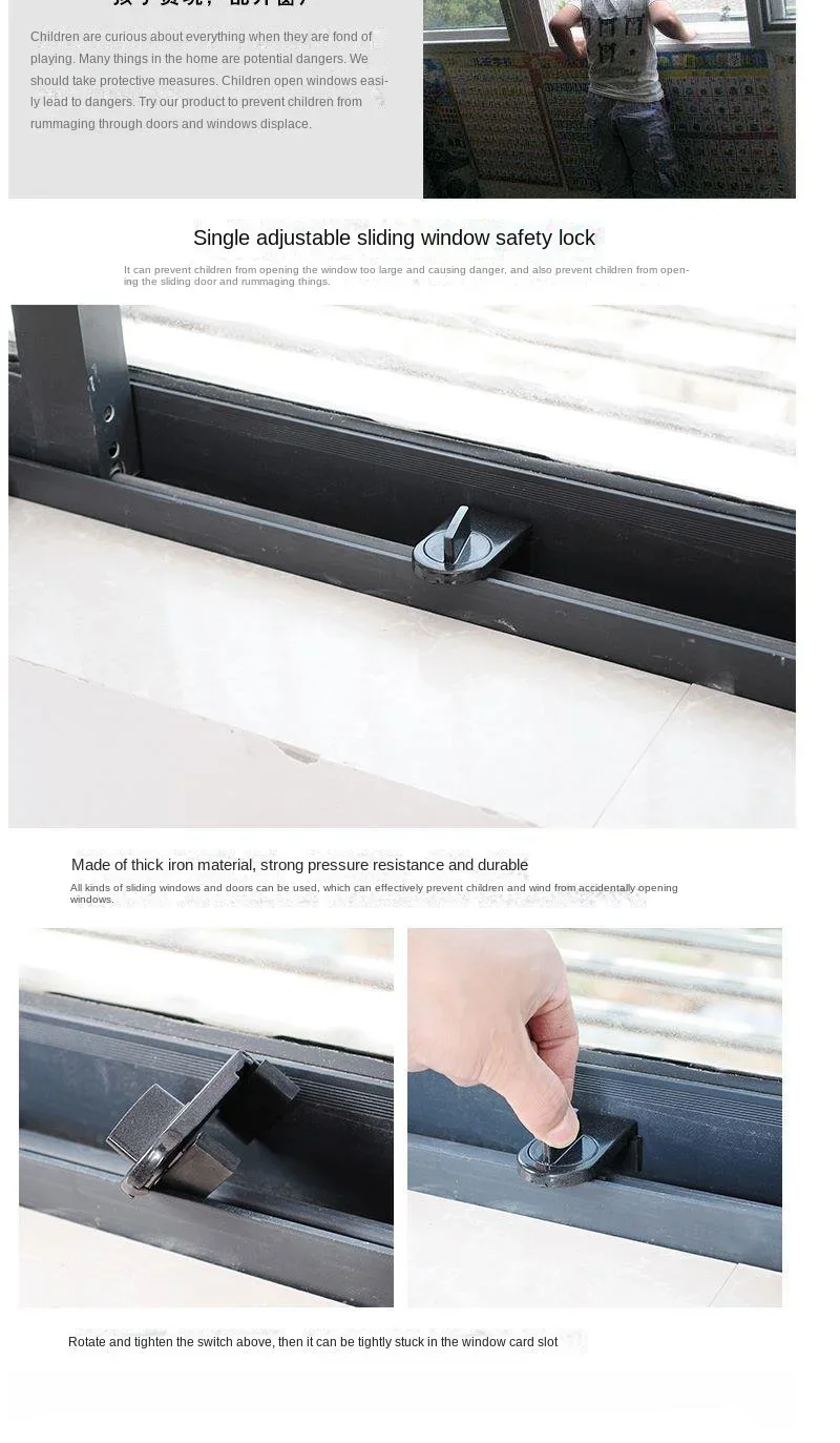 Description Picture 4 of item1/2PCS Sliding Sash Stopper Cabinet Locks Straps Anti-Theft Lock Window Sliding Door Child Security Doors Safety Kids Baby