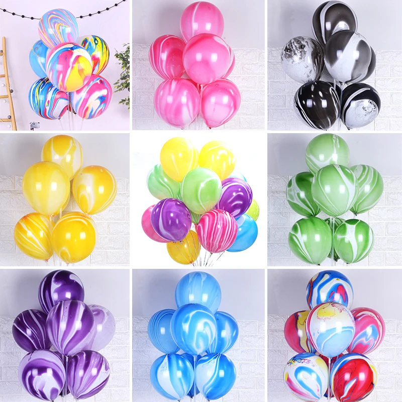 

100~10Pcs 10/12inch Marble Agate Latex Balloons Wedding Colorful Balloon Decor Baby Shower Birthday Party Decoration