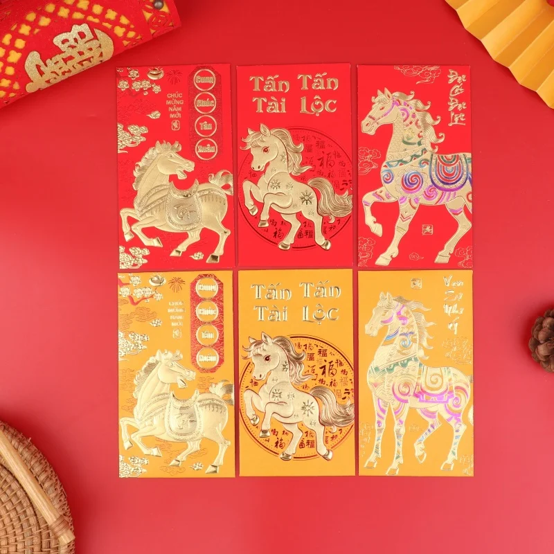 OHOME Chinese New Year Red Envelopes 2026 - 24PCS Lunar New Year Money Envelopes With Gold Foil, 6 Designs