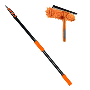 Solar Panel Cleaner 16FT Telescopic Aluminum Pole with Swivel Squeegee Washer for Window Cleaning (Max 4.8Meter) 1