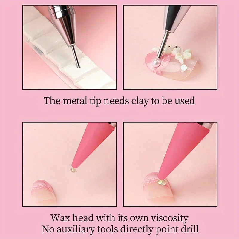 Nails Art Brush For Manicure Double Head Point drill pen Dot Painting Point Pen Rhinestone Picker Wax Pencil Crystal Handle Tool 6