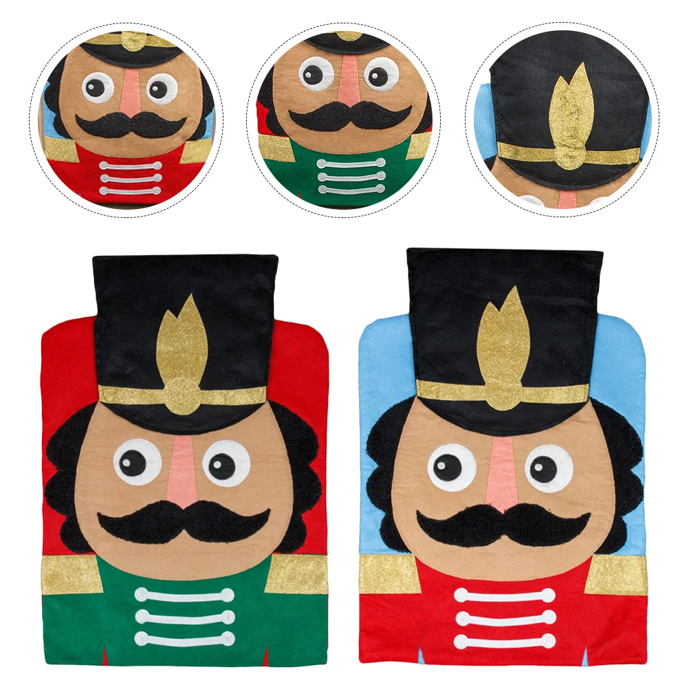 

2 Pcs Seat Christmas Chair Cover Birthday Decoration for Girl Hat Covers Felt Cloth Nutcracker