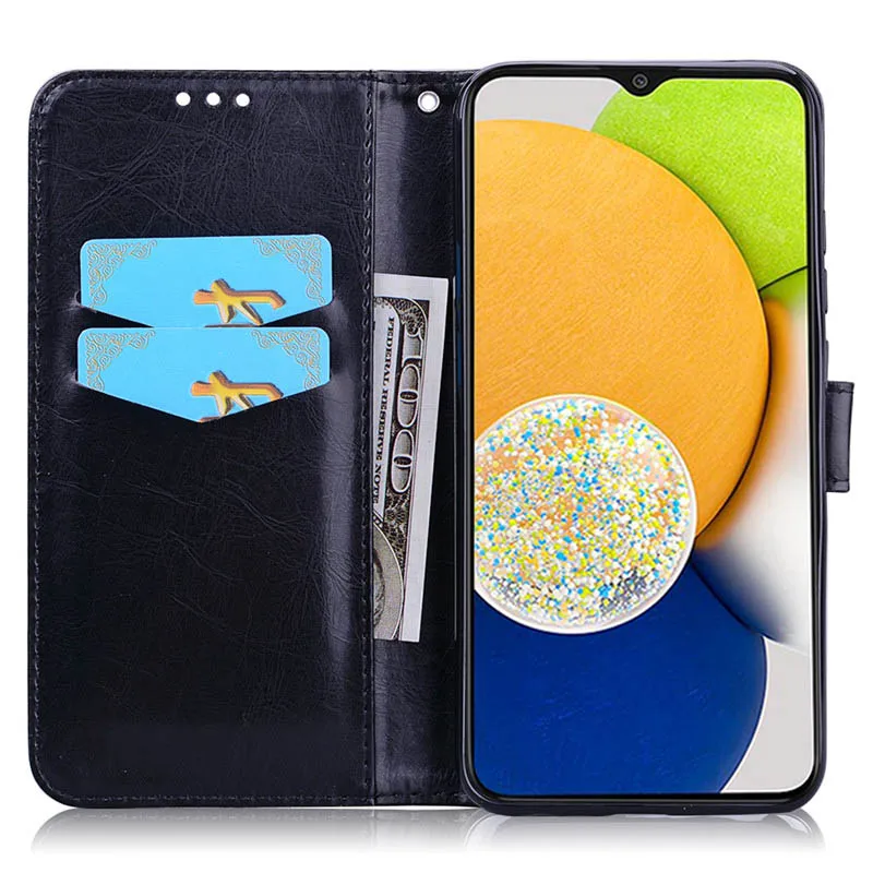 A03 Cover Luxury Solid Color Flip Leather Case leather wallet case leather case phone case leather phone case For Samsung Galaxy A03 A03S