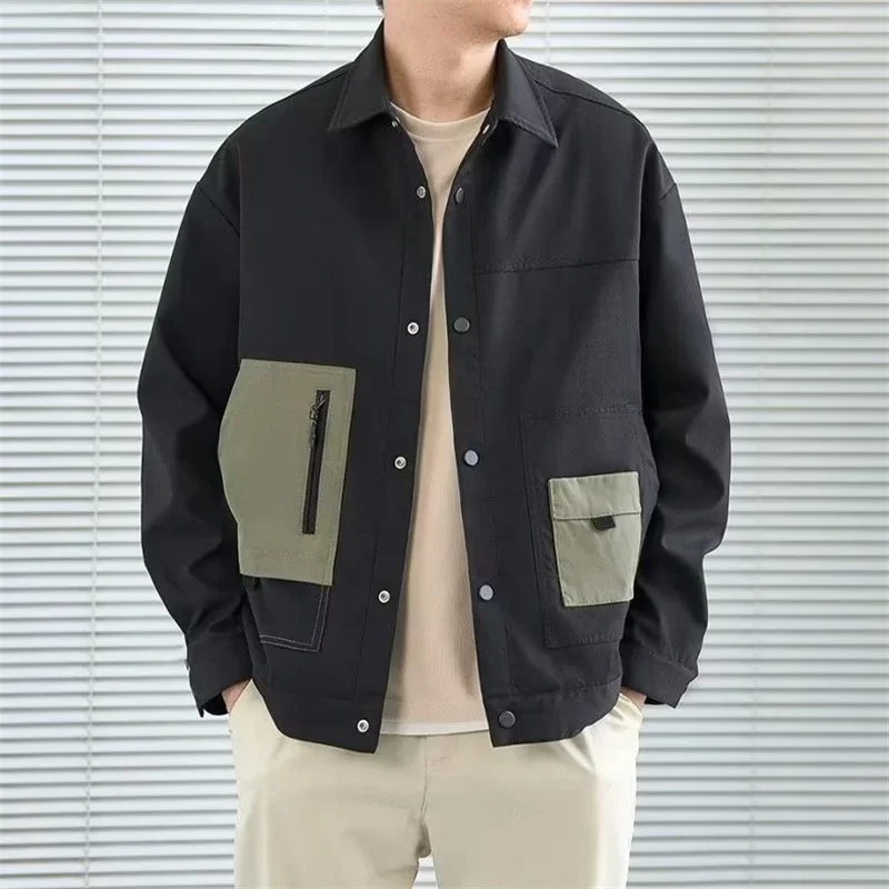 men jeans autumn winter warm plush lined drawstring elastic waist pockets casual loose soft male cuffed trousers menswear Men's Colorblock Pockets Button Bomber Jackets Autumn American Retro Baseball Uniform Black Loose Tops Male Lapel Frock Coat