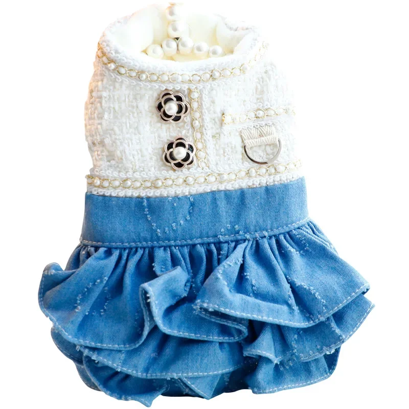 Luxury Winter Dogs Coat Princess Dog Dress Ins Elegant Dog Clothes for Small Dogs with Leash D-ring
