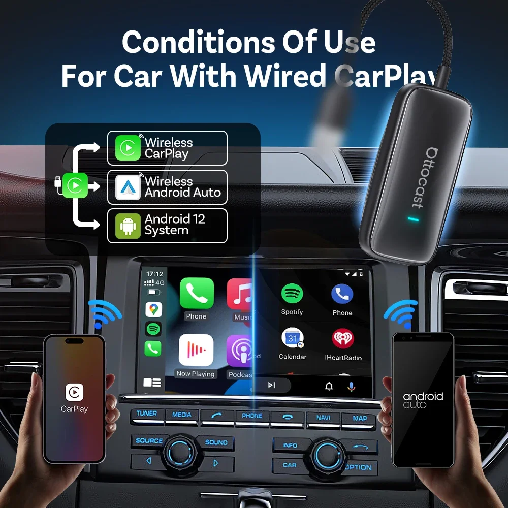 OTTOCAST Play2Video Ultra Wireless CarPlay Android Auto Adapter