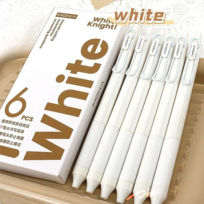 Telescopic Gel Ink Pen Set, Smooth Writing, 0.5mm Thin Tip Anti Pollution Quick Drying Pen, Portable, Black and White Two Colors