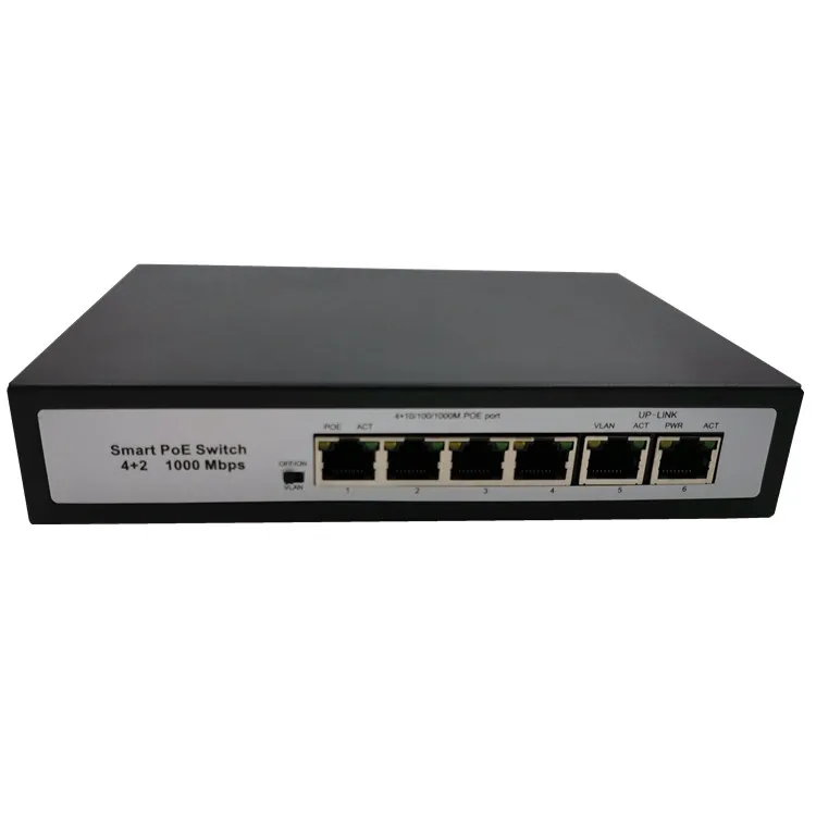 4 Port Gigabit POE 10/100/1000Mbps and 2 port10/100/1000Mbps Uplink Ethernet 96W POE Switch