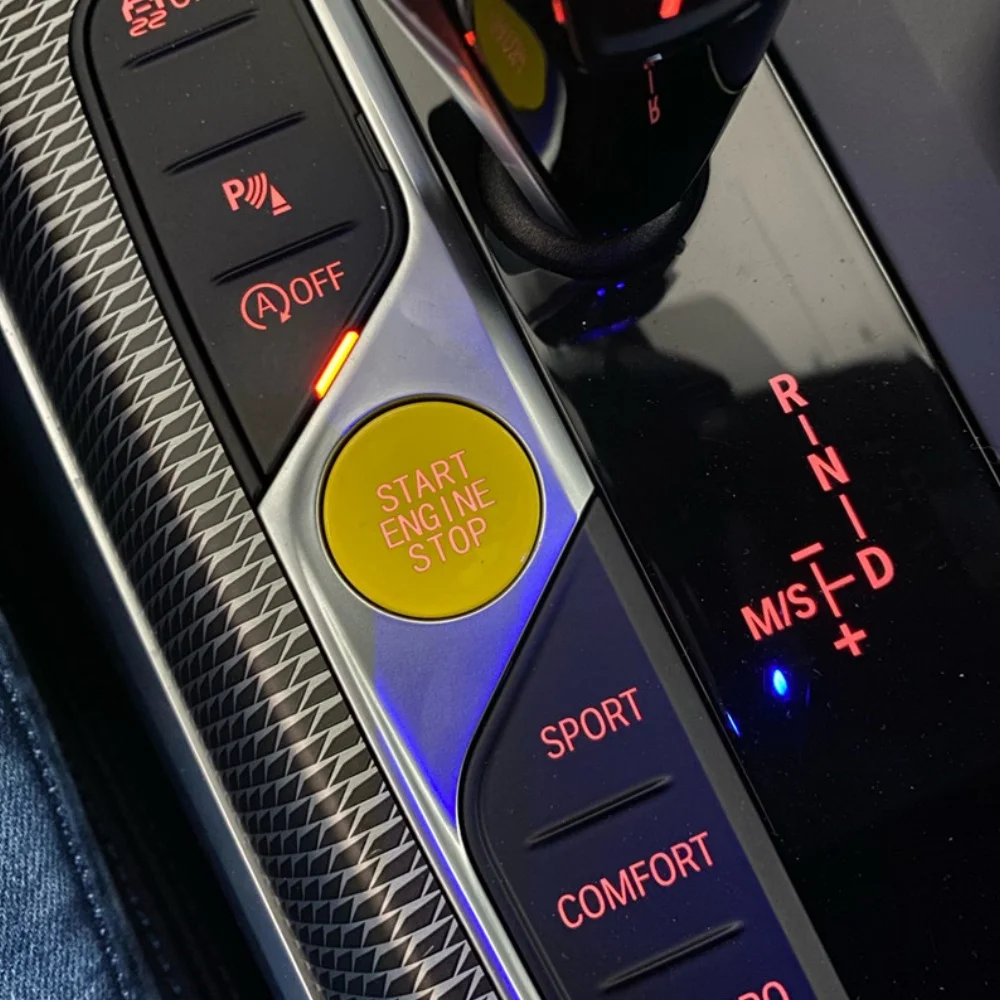 BMW 1 2 3 4 8 X5 X6 X7 Z4 시리즈 F40 F44 G20 G22 G14 G05 G06 용 자동차 시동 정지 엔진 버튼 커버 키 스위치 교체