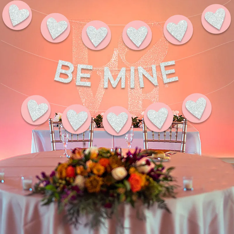 

Романтическое украшение ко Дню Святого Валентина, 1 шт., тянущийся флаг «Be Mine Love» на свадьбу, День Святого Валентина, годовщину, фотоподвесная гирлянда, украшение