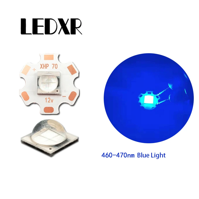 LED Flashlight XHP70 high-power 7070 ceramic 20/36W DC3V6V12V white light warm white blue light headlight searchlight maintenace