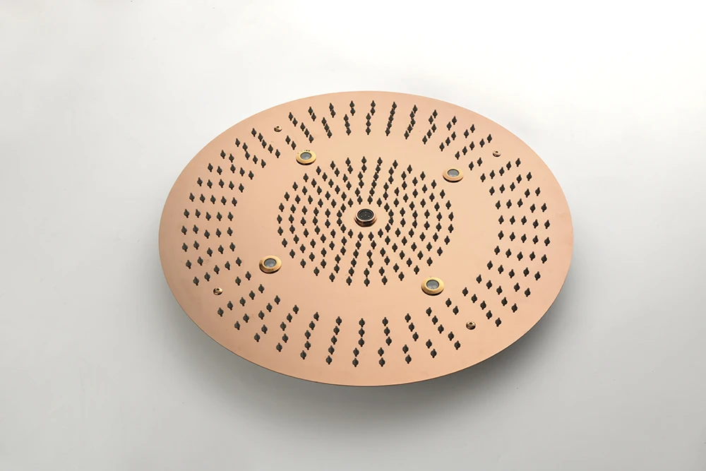Description Picture 5 of itemRose Gold 600mm Round Canopy Concealed Shower System, Thermostatic Switch, Rainfall Function, Solid Copper led Shower Faucet
