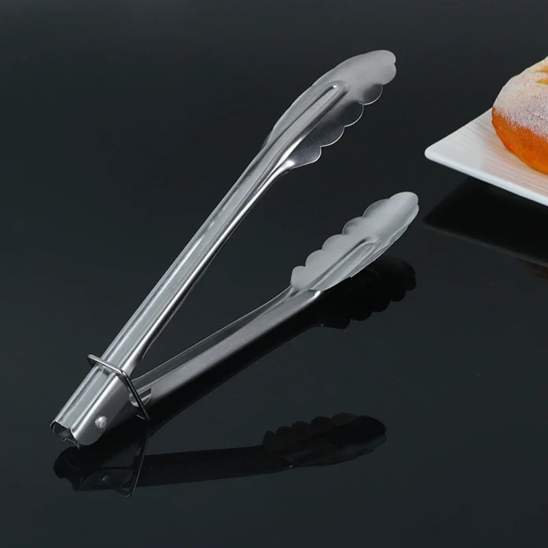 5-Size 304 Stainless Steel Food Tongs Barbecue Steak Bread Clip Vegetables Fruits Salad Buffet Clamp Kitchen Accessories