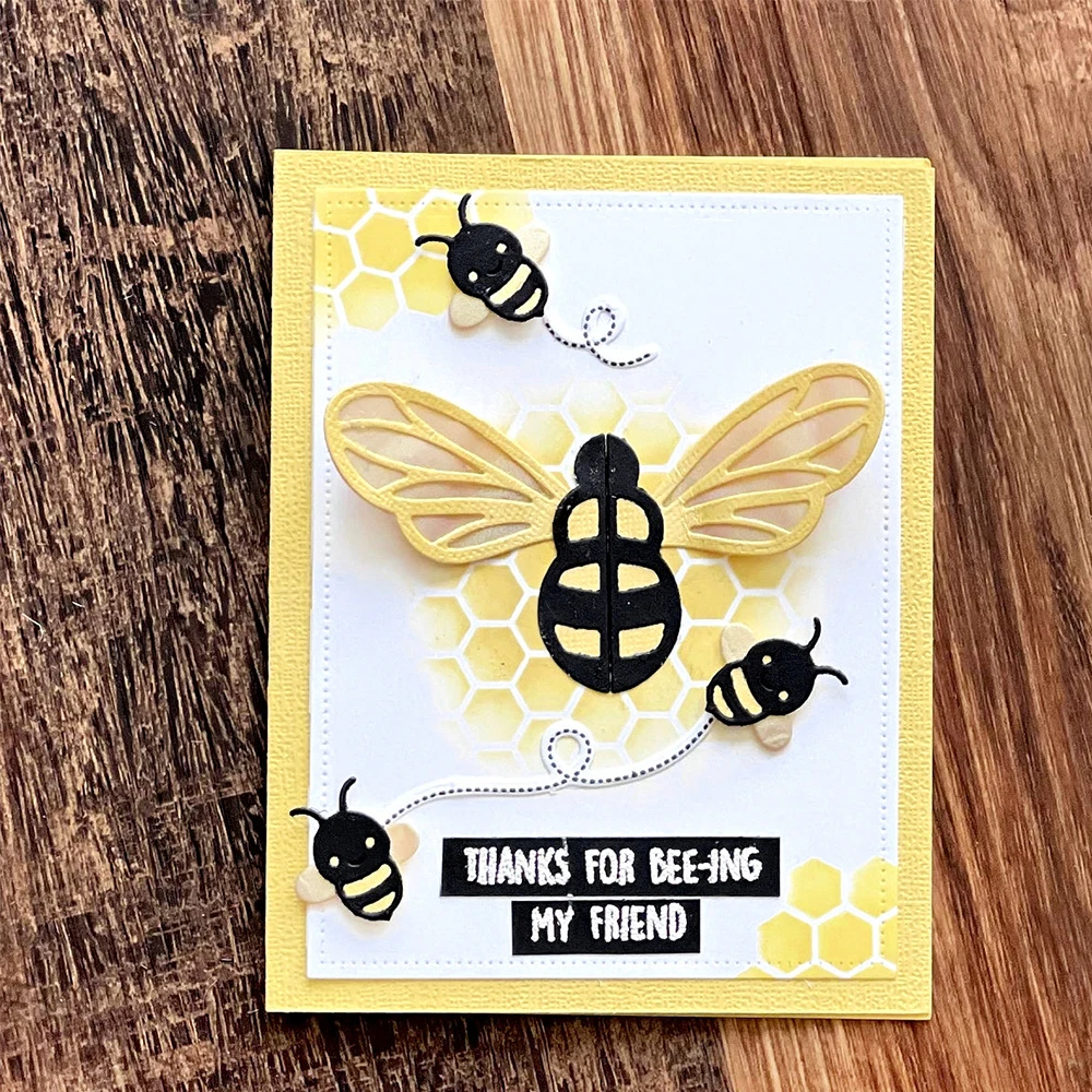 Bee-Themed Honeycomb Metal Cutting Dies for DIY Crafts and Scrapbooking