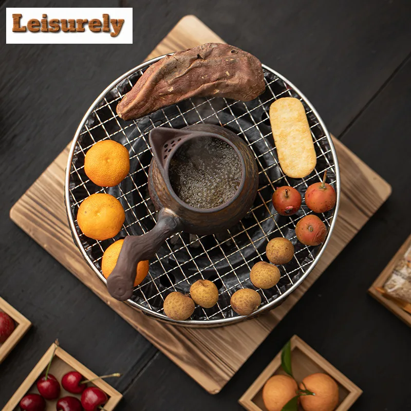 Japanese Rough Pottery Pot For Tea Making Charcoal Stove Boiling Water Kettle Bright Fire Charcoal Fire Warmer Tea Stove Teaware