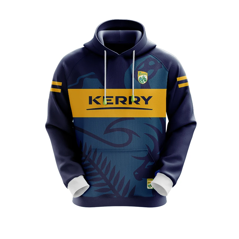 Kerry Home Away Rugby Hoodie Jersey Winter Brushed Sweater Men Pullover Street Jacket