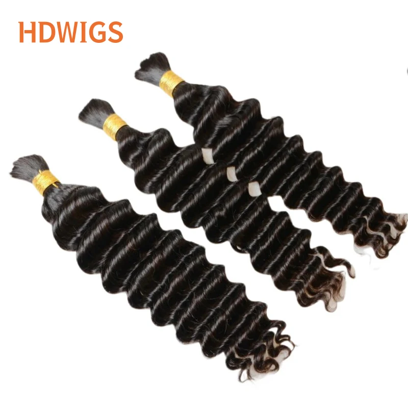 Deep Wave Bulk Human Hair For Braiding Real Human Hair Extensions Bulk No Weft Natural for Braiding
