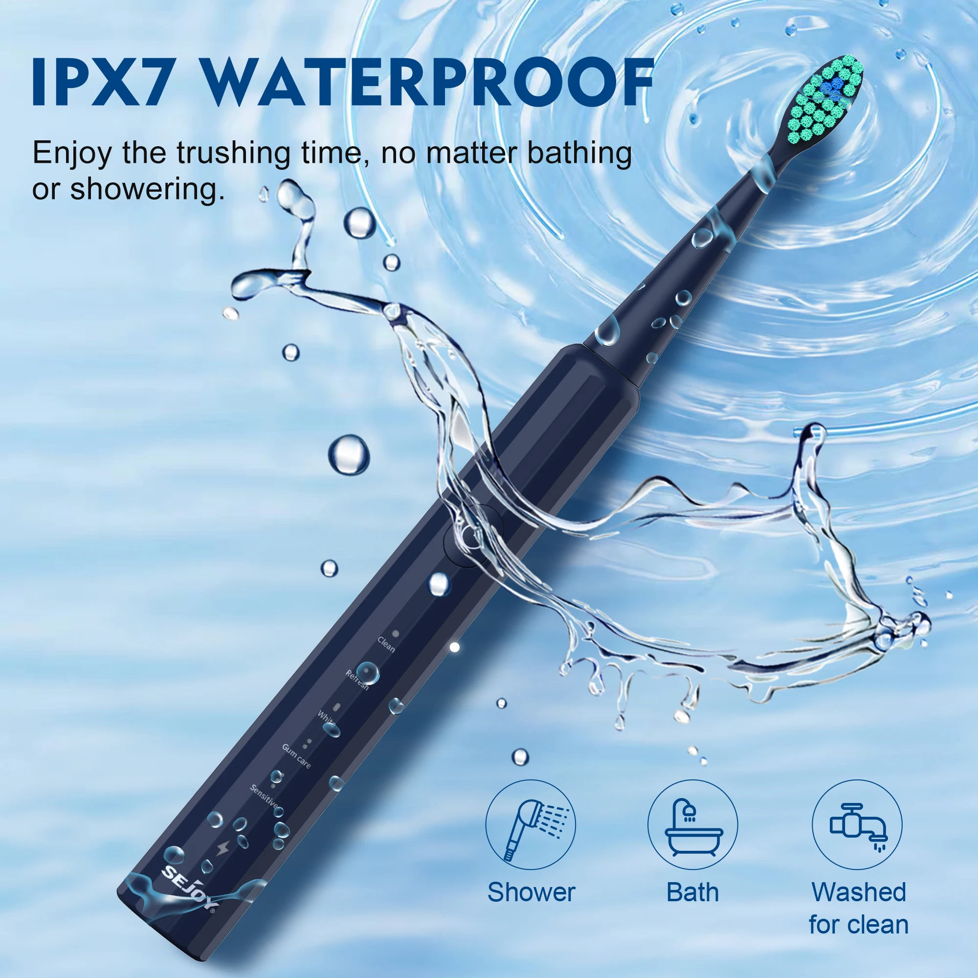 SEJOY Oral Cleaning Personal Sonic Electric Toothbrush Care Appliances IPX7 5 Modes Smart Rechargeable Automatic Toothbrush 2