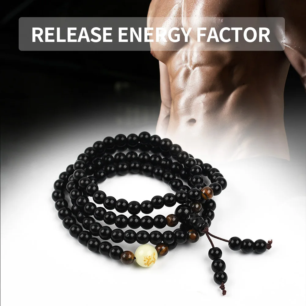 108 Prayer Beads Tiger Eye Stone Obsidian Bracelet Necklace Crystal Strand Mala Rosary Buddhist Buddha Lucky Amulet Jewelry 4