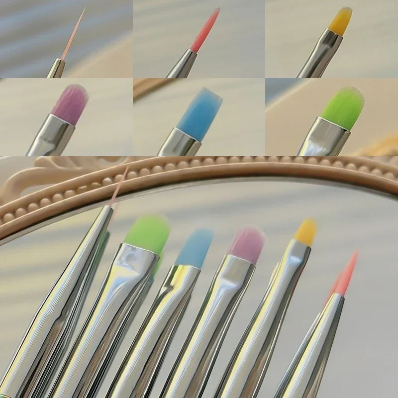 6 Sizes Nail Art Brush Transparent Nail Liner Brush Stripe Pattern Painting Brush Acrylic UV Gel Extension Drawing Carving Pen 6
