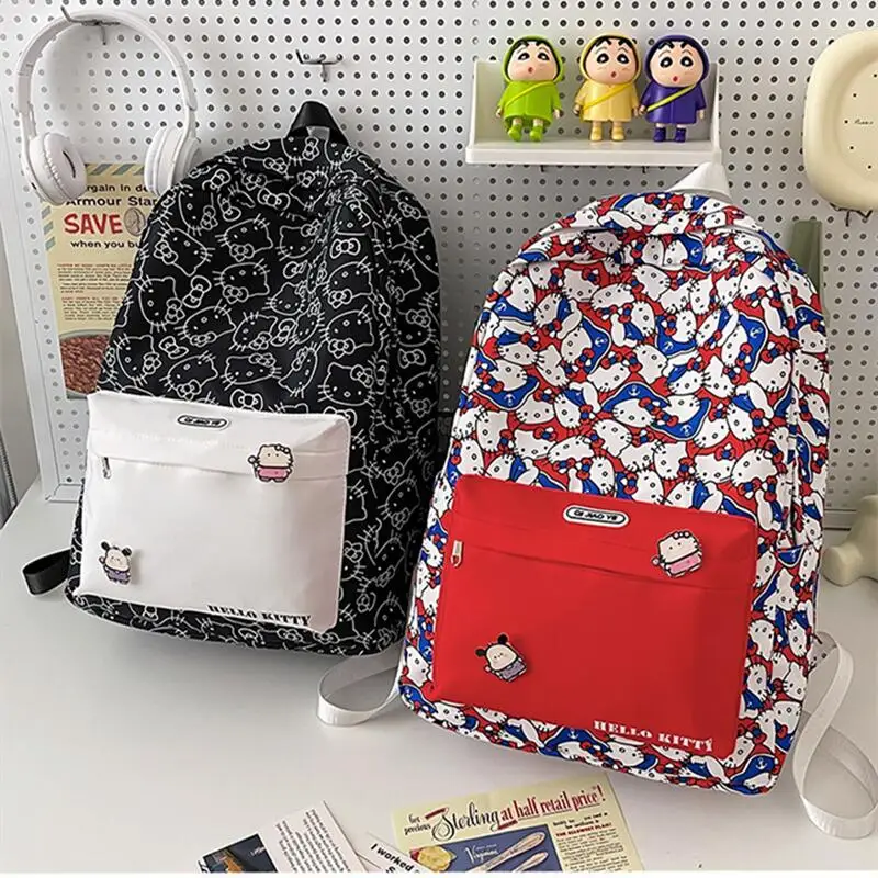 

Sanrio Hello Kitty Schoolbag Cute Cartoon Junior Student Knapsack Light Travel Campus Versatile Female Backpack Holiday Gifts