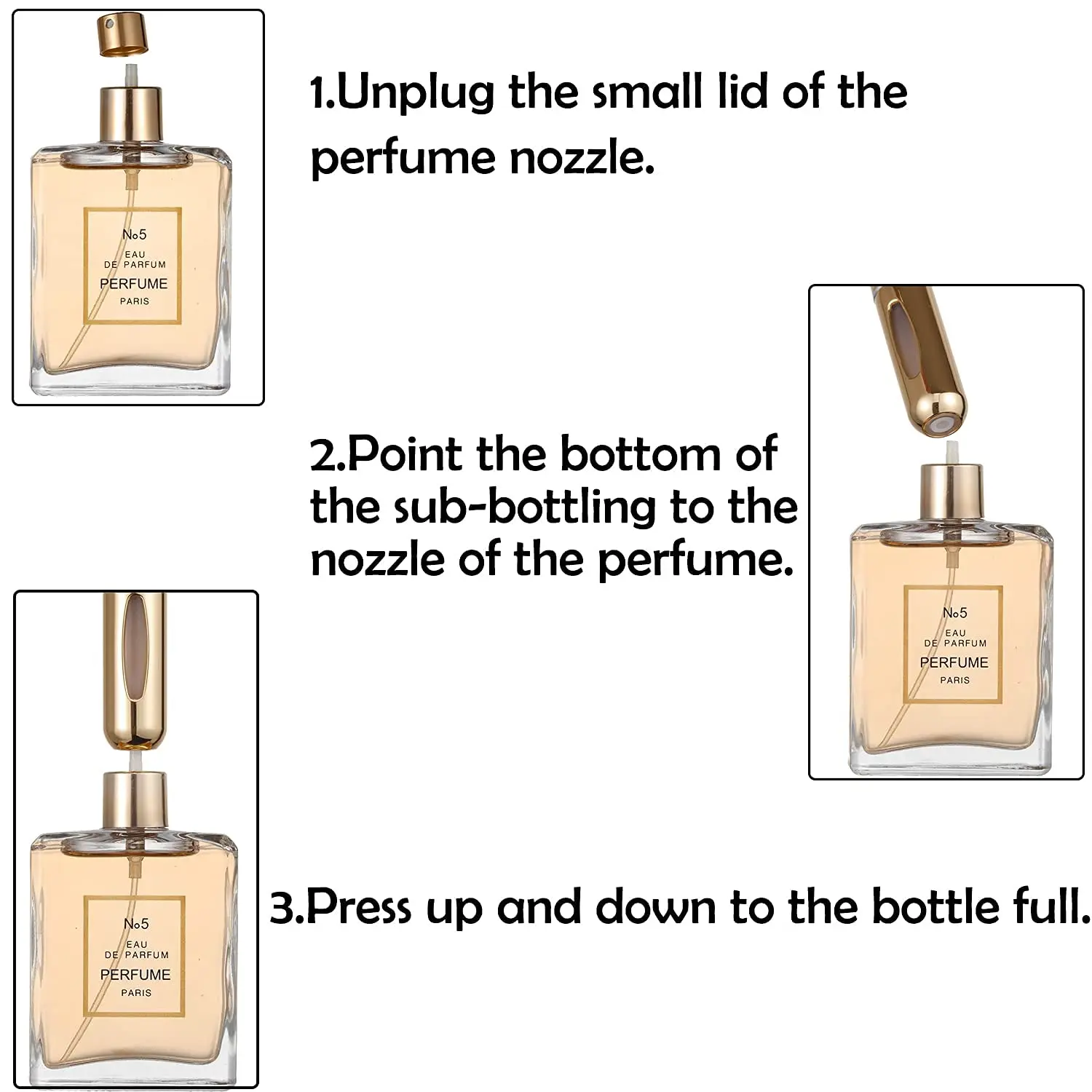 Spray bottle 6Pcs Portable Spray Bottle Travel Suit 5ml Self-priming Bottom Filling Perfume Bottles Set