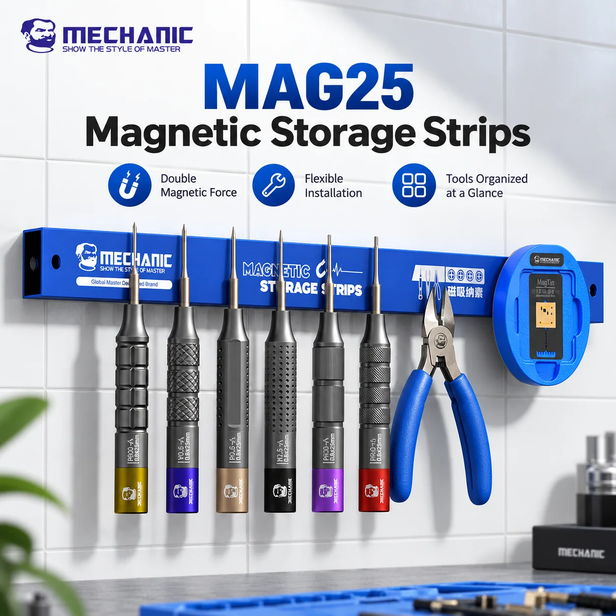【MECHANIC】 MAG25 Magnetische Absorptionsstange, Superabsorptions-Schraubendreher, Telefon-Reparatur-Befestigungen usw., Küche, Metall-Aufbewahrungswerkzeug