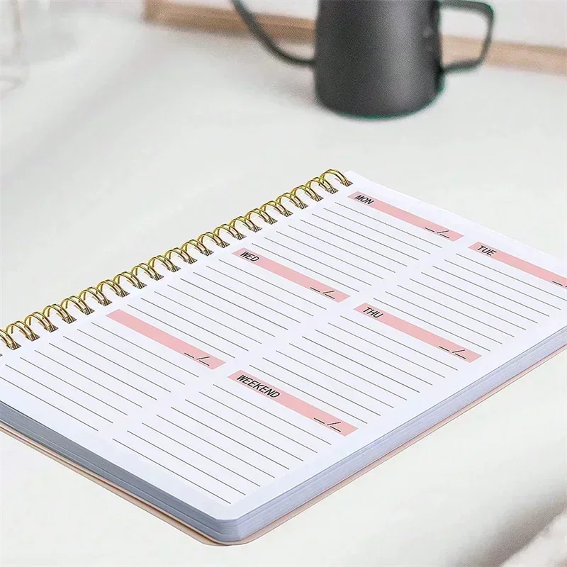 52 Weeks Weekly Planner Notebook A5 Undated Spiral Agenda for Daily Student Schedules Journal Stationery Office School Supplies