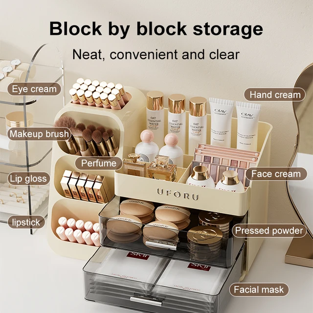 Uforu Back to School Cosmetics Storage Box - Large Capacity, Multifunctional Organizer for Student Dorm Room Tables