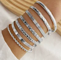 7 bracelets rétro en fil métallique de haute qualité, bracelets ouverts exagérés, bijoux de mode pour femmes, pour les fêtes et le quotidien 5