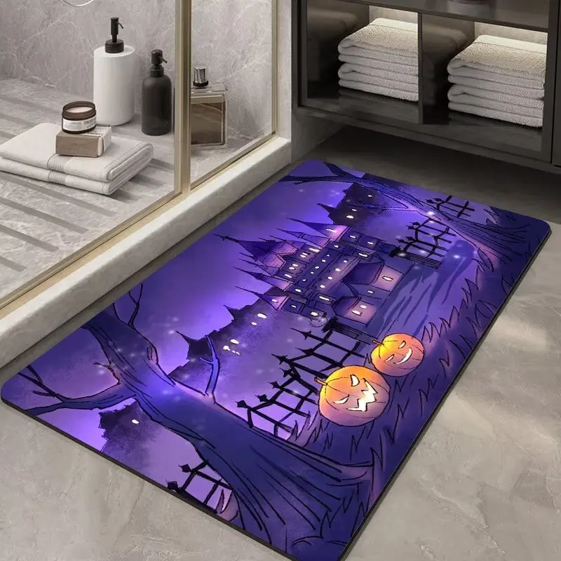 VIKAMA Halloween Mat Entrance Door Bathroom Crystal Velvet Carpet floor mat decorative carpet plush carpet imitated cashmere carpet silk wool rug plush rug shaggy rug pad crystal pile rug coral velvet rug non slip carpet kids carpet