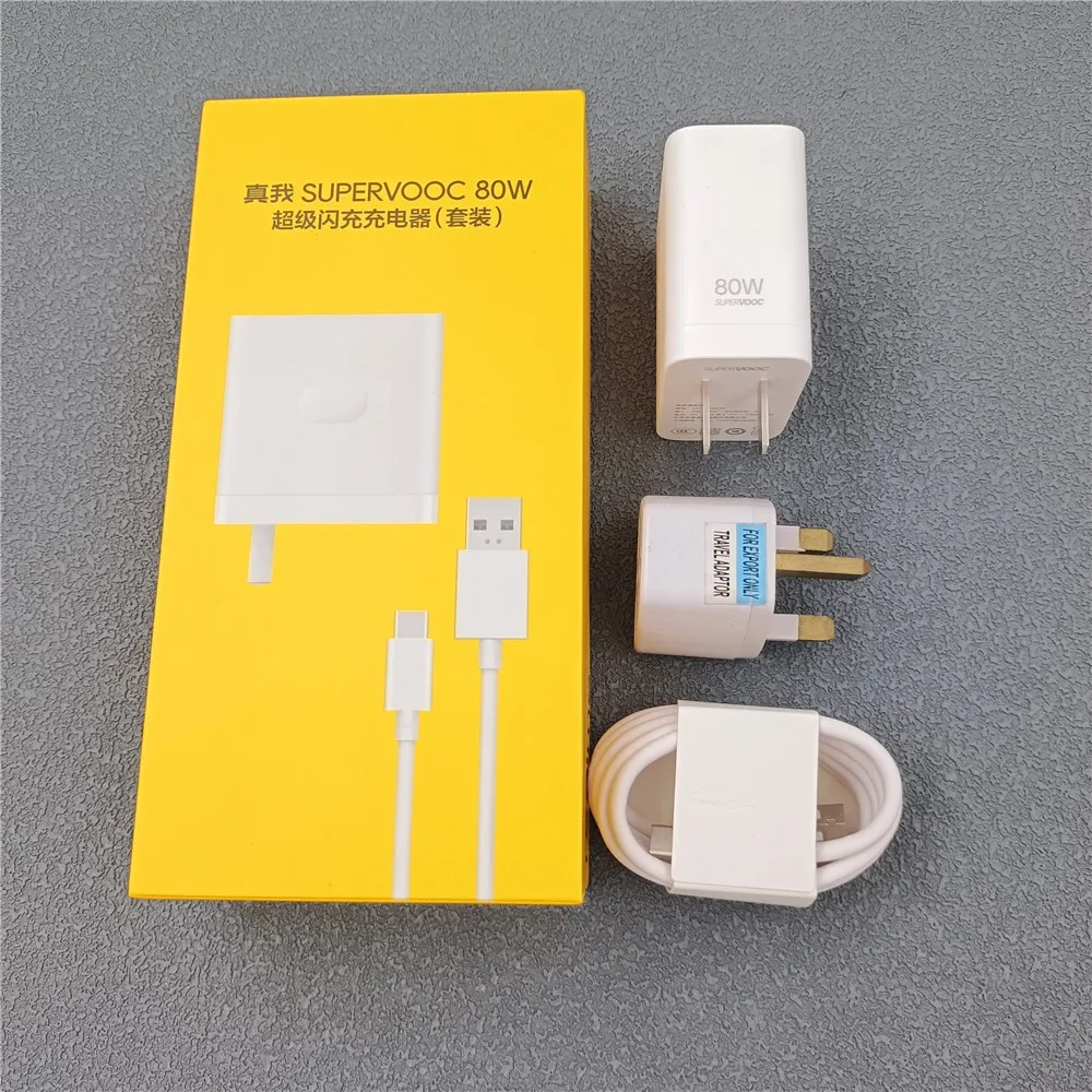 thumbnail image 1 of Cargador Supervooc original Realme 80W, adaptador de carga rápida para Realme GT NEO 2 3 Q5 Q2 Pro Find X2 X3 X6, cable USB tipo C de 1 m y 8 A, 1 of 5