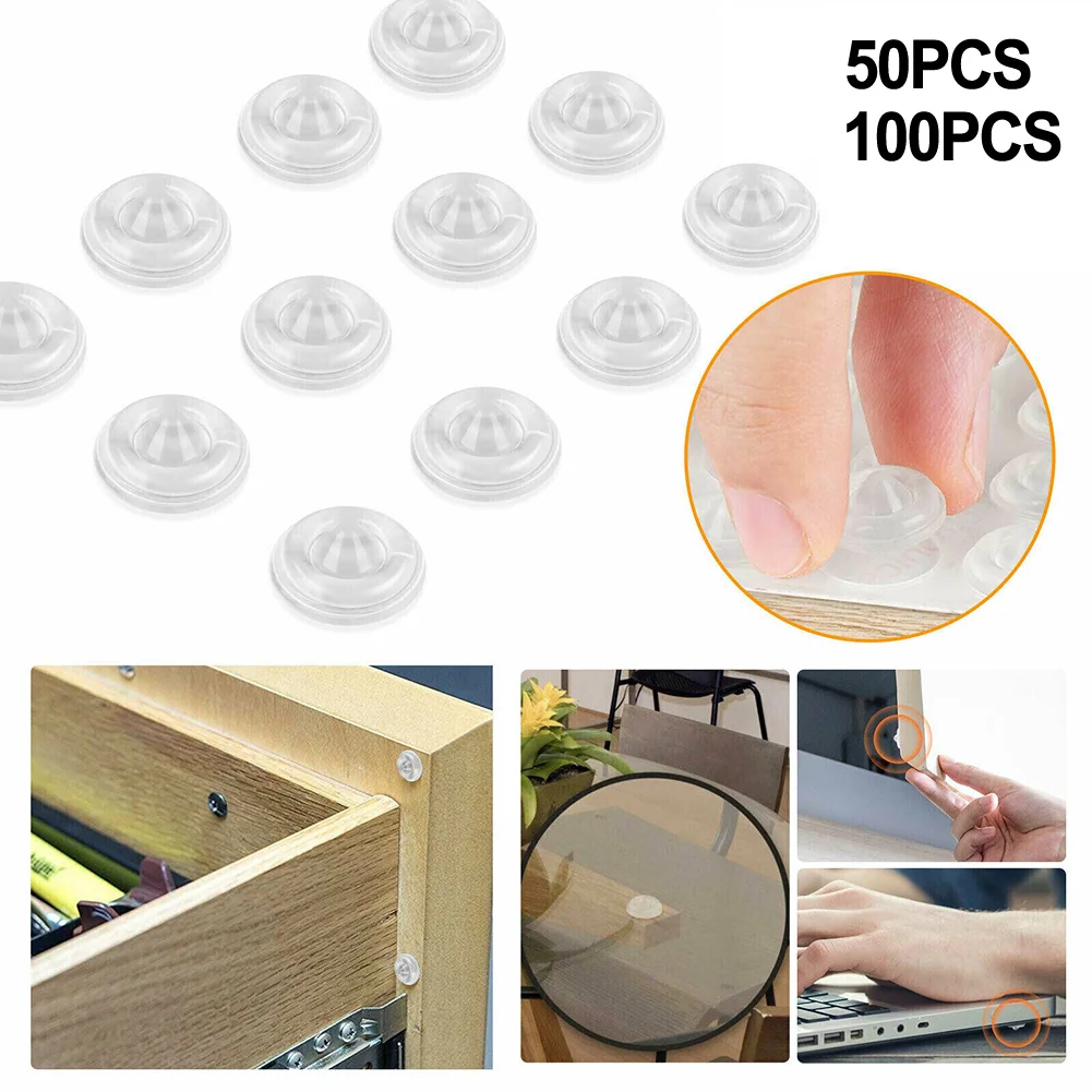 50/100Pcs Soft Silicone Rubber Anti Slip Bumpers Feet Pads Damper er Cabinet Bumpers Silicone Furniture Pads Drawer Door Pad
