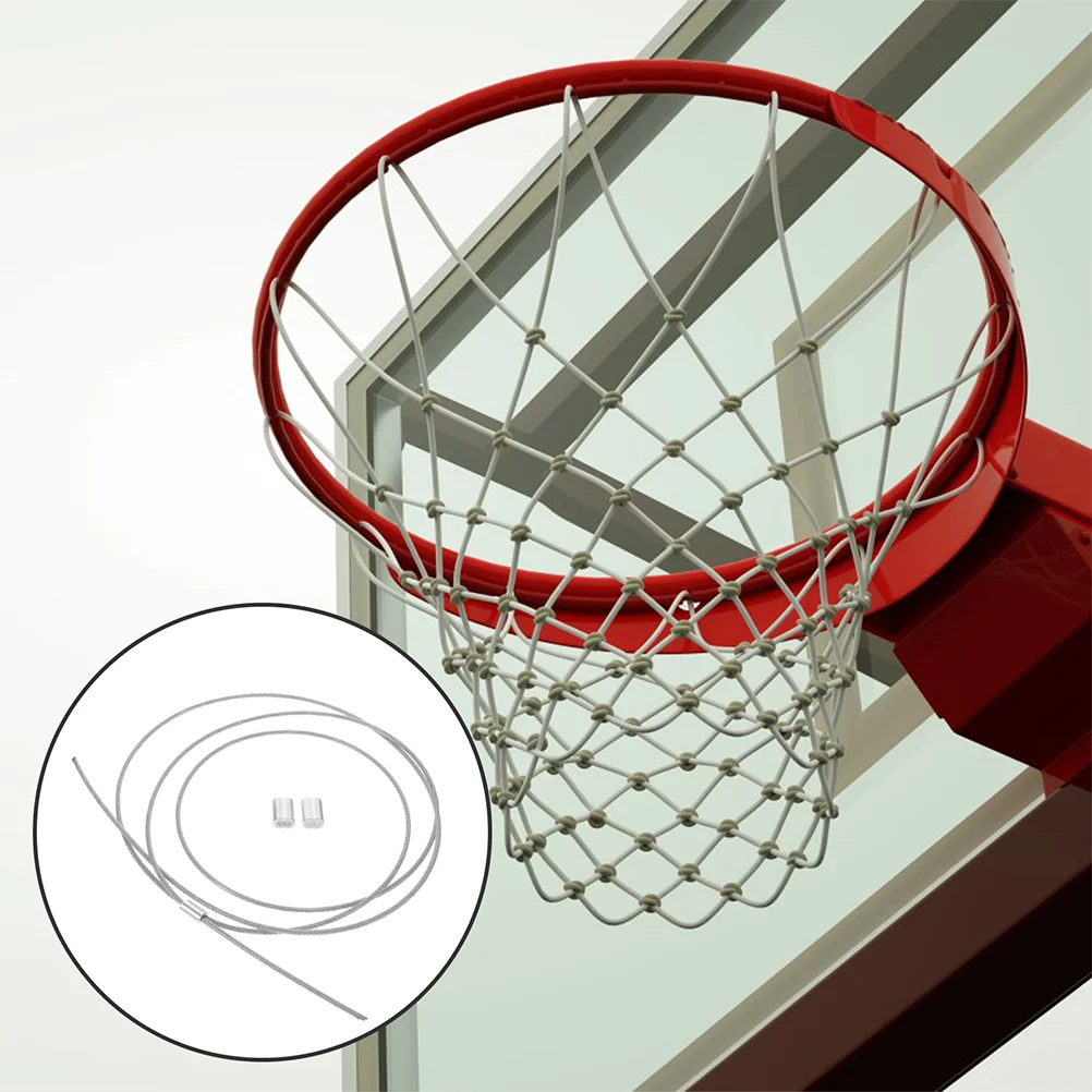 Basketball Hoop Net Stringing Nets Steel Wire Cord Basketball Frame Net Fixing Rope Replacement Threading String 2 Pcs