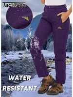 TACVASEN Women's Softshell Fleece Lining Pants Hiking Trekking Mountain Pants Cargo Work Ski Snowboard Trousers Zipper Pockets - Image 3
