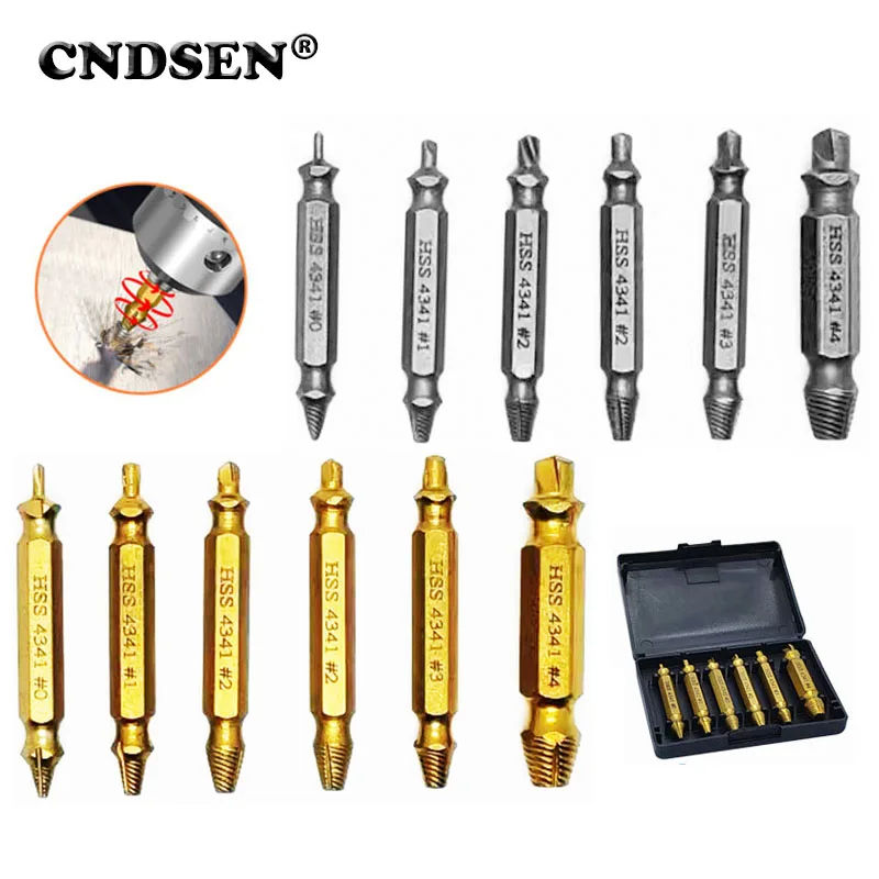 Damaged Screw Extractor Drill Bit Set 4/5/6Pcs Stripped Broken Screw Bolt Extractor Remover Easily Take Out Demolition Tools