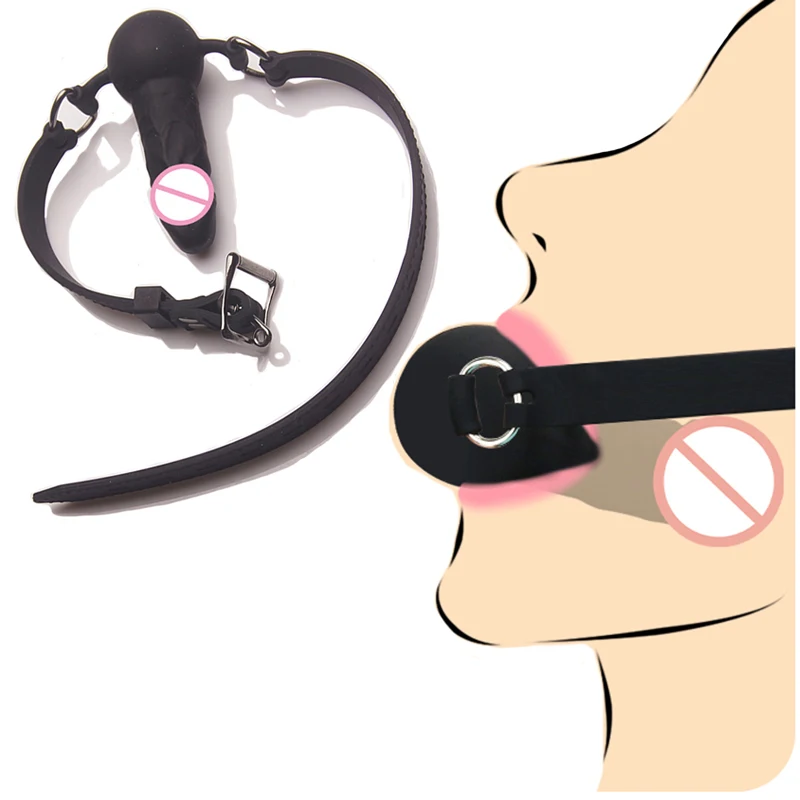 Dildo Reversible Ball or Cock in Mouth Gag 100% Medical Silicone Deepthroat BDSM Gags Slave Bondage Restraints Sex Toys Couples sex party toys erotic sex toy sex toys sex bondage toys