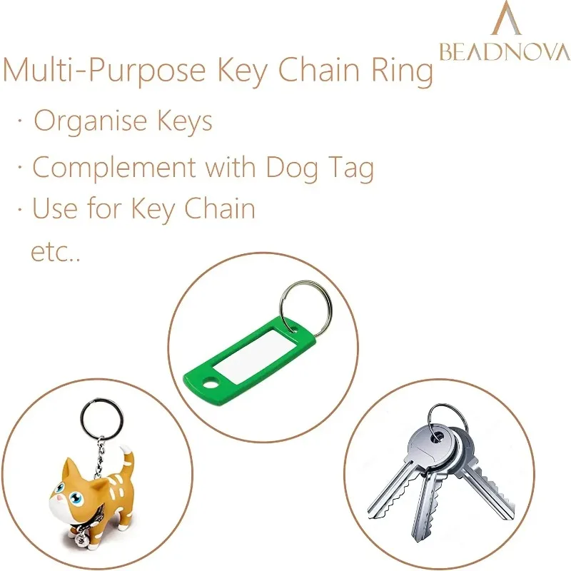 Stainless steel key ring 20/200pcs 25mm round flat split polished metal blank circle for DIY findings