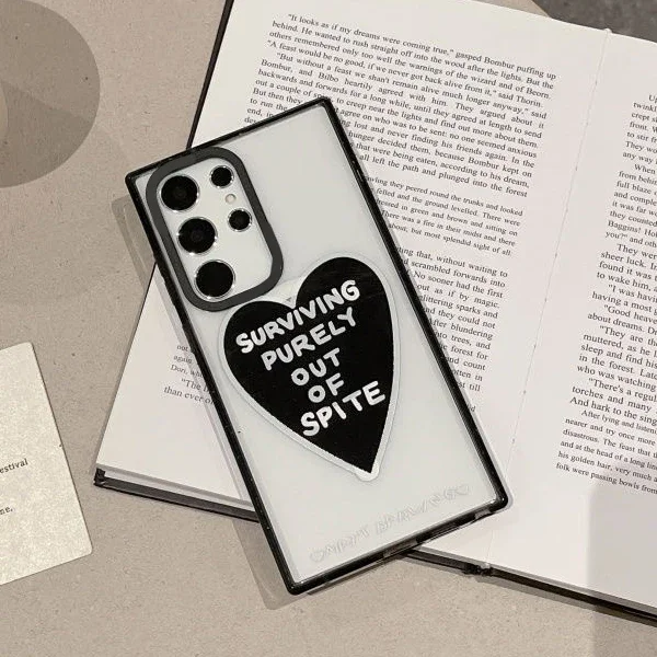 Black Heart Star MagSafe Acrylic Black Border Case for Samsung Galaxy S22 Ultra S23 Ultra S24 Ultra Cover Protective Shell