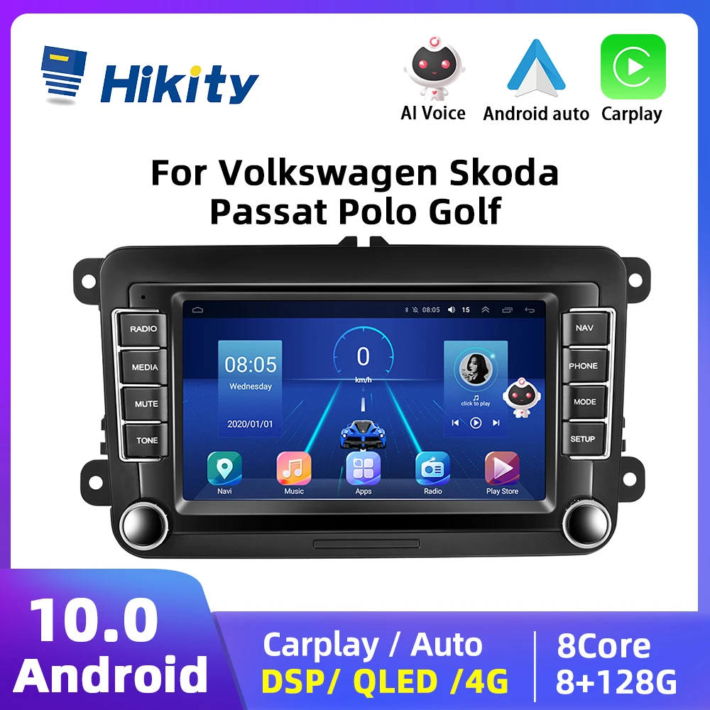 

Hikity 2 Din Android Car Radio GPS Car Radio Autoradio For VW / Volkswagen Skoda Octavia golf 5 6 touran passat B6 polo Jetta