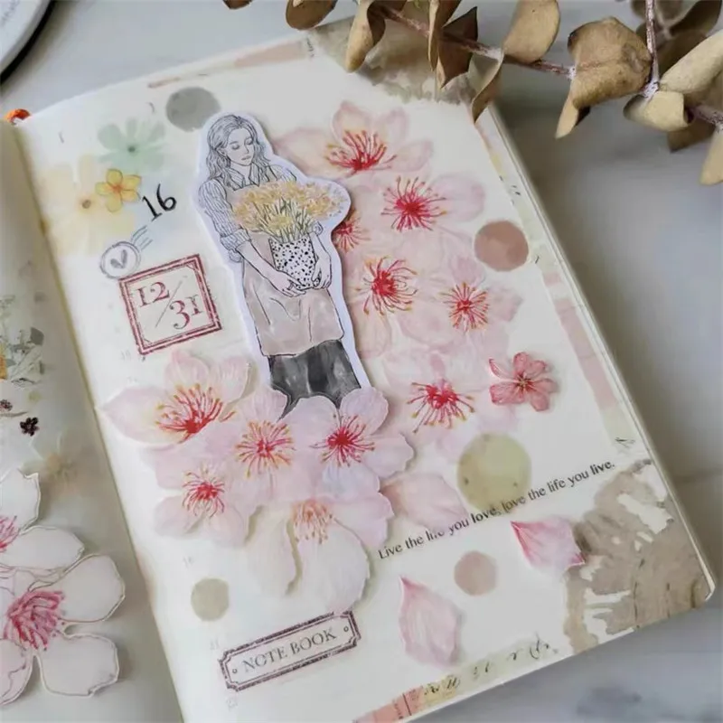 Fairy Maru Flower Roll Sakura Washi PET Tape 1 Loop-90cm DIY Scrapbooking Decorative Plan Sticker