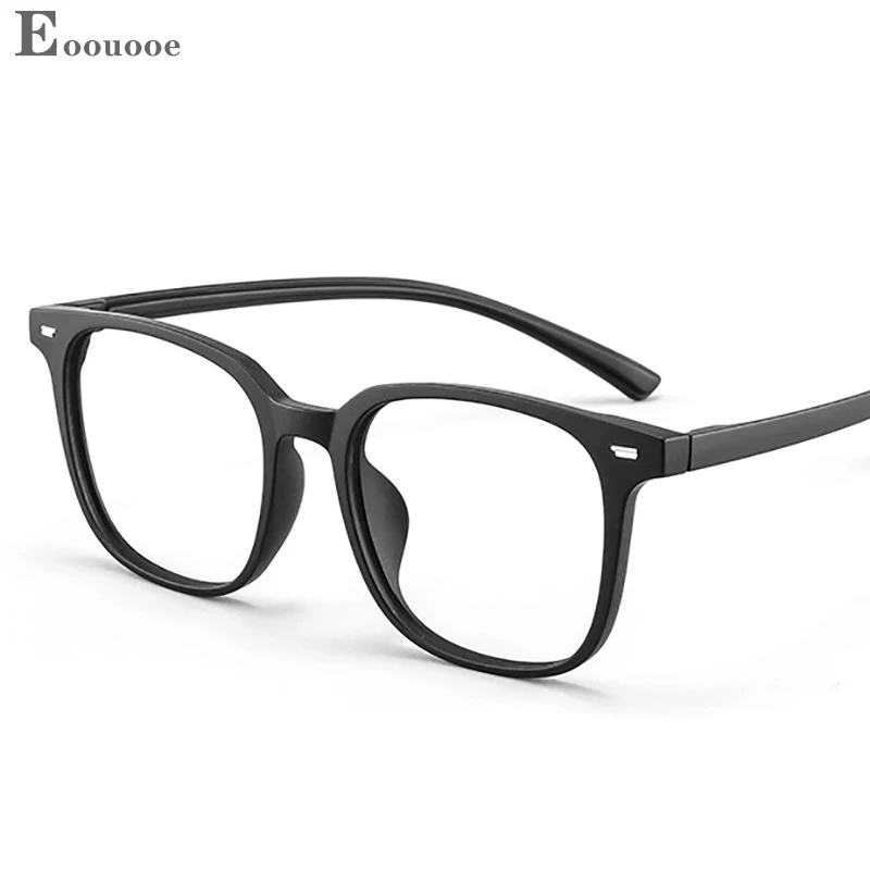 

Square Optics Frame Women Men Super Light Eyeglasses Myopia Prescription Filter BlueLight Computer Oculos Matt Black Glasses