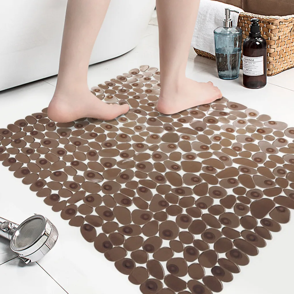 Bathroom Floor Mat Pebble Design Nonslip Square Carpet Bathing Shower