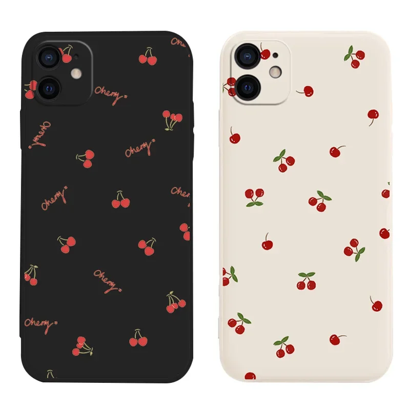Cherry Silicone Matte Soft Back Phone Case - Stylish and Durable Cover